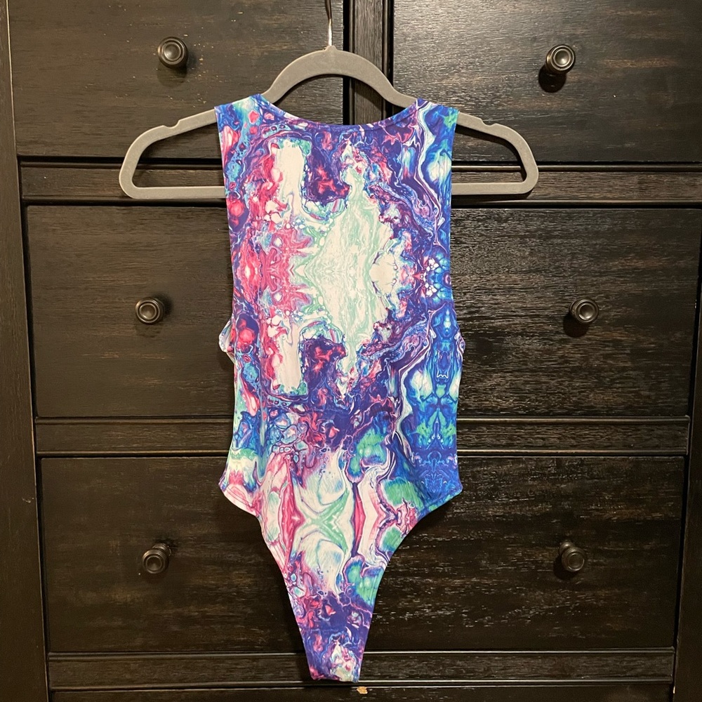 🩷💜💙Freedom Ravewear Sideboob Bodysuit (Bath-bomb 2.0) 🩷💜💙